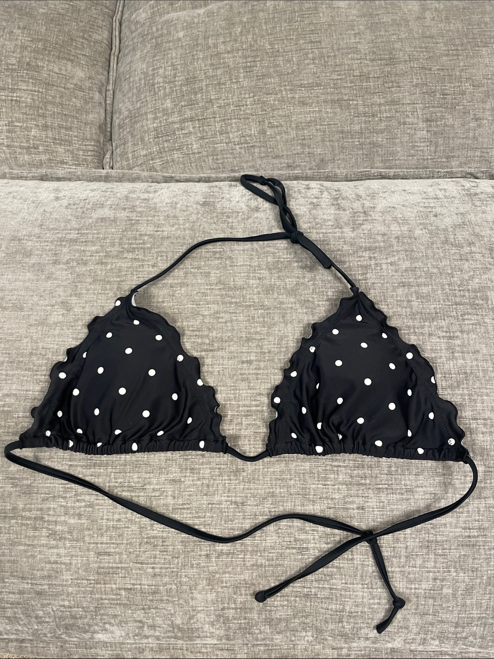 Women’s Black Polka Dot Triangle Bikini Top